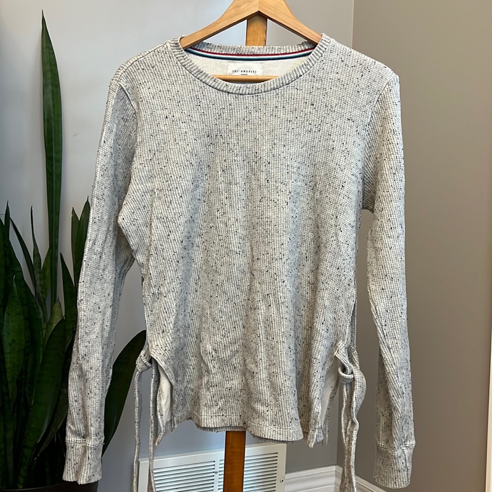 Sol Angeles Waffle print long sleeve shirt with side slits and ties